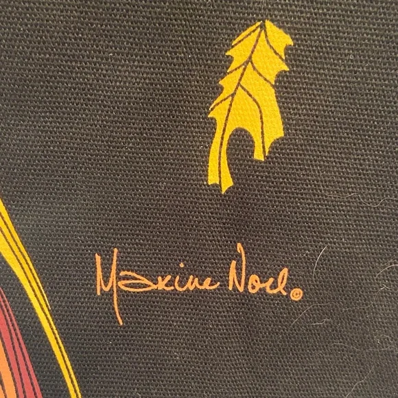 Beautiful Canadian indigenous Black Tote Bag with Autumn Design - Picture 2 of 5